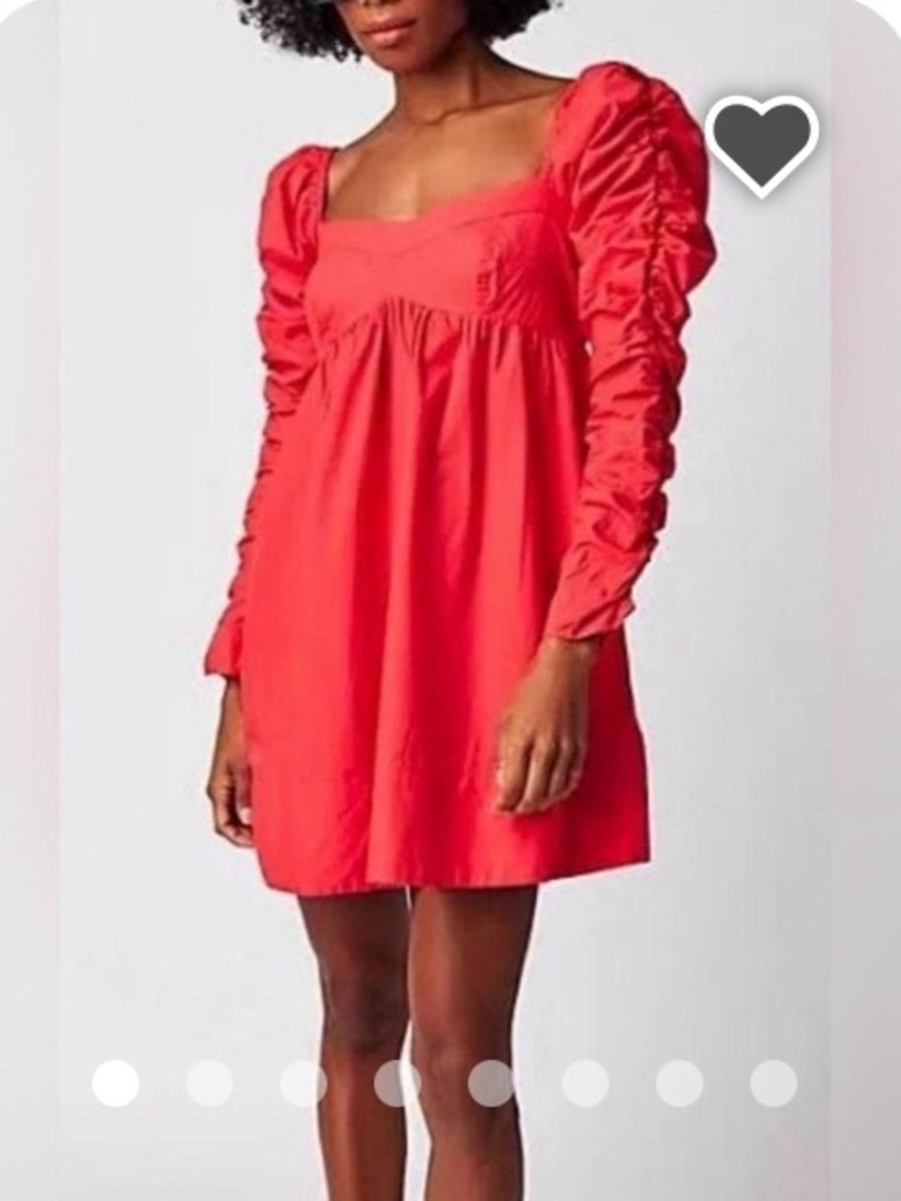 Free People Red Poplin Babydoll Mini Dress Puff Sleeve Smocked Back M NWOT